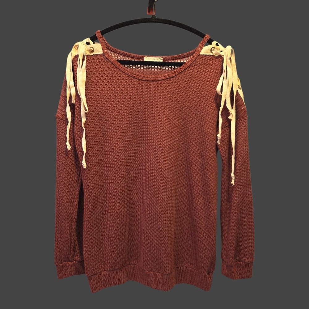 Twenty Second Sweater‎ Pullover Lace Up Long Sleeve Sz Medium